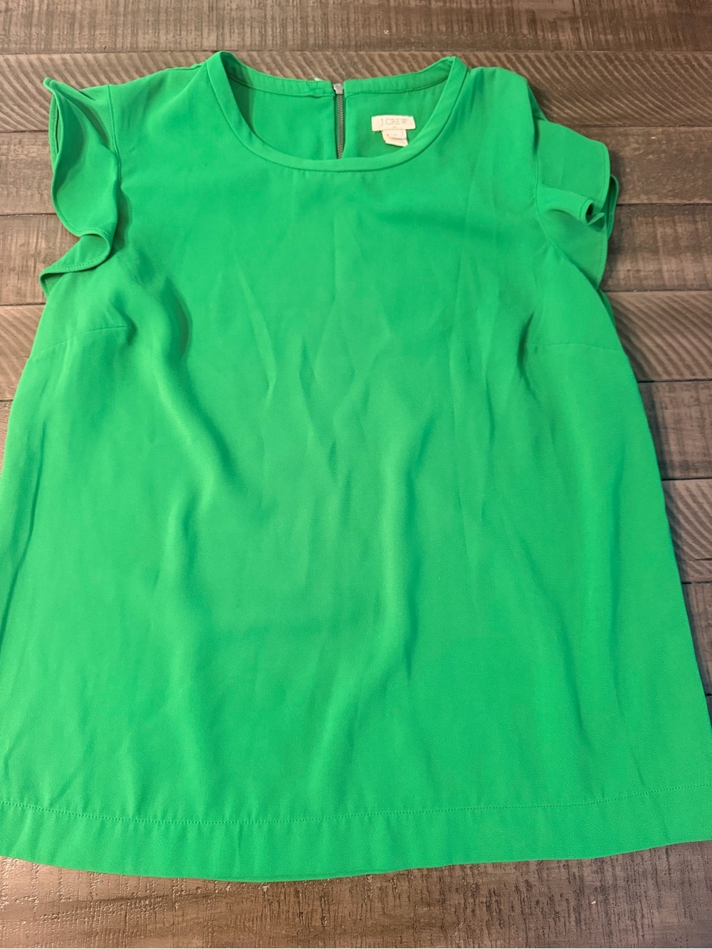 J Crww Green Ruffle Cap-Sleeve Blouse